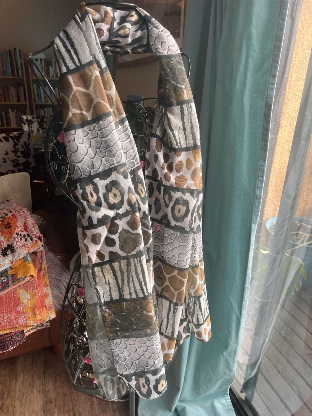 Equilibrium Scarf Shawl Wrap Animal Print Brown Gray Brand New